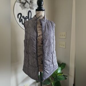 Red Camel Black and White Herringbone Vest